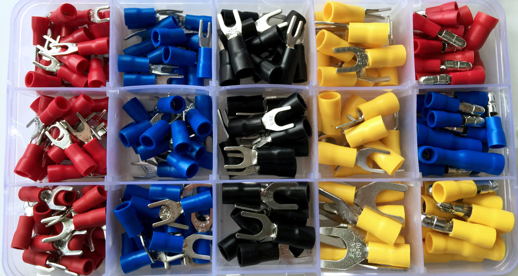 AIRNIX TERMINAL 200 Piece Crimp Spade Fork and Bullet Connector Set Assortment Vinyl PVC Insulated